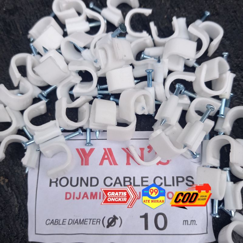 Round CABLE CLIPS - clem kabel/klem/penjepit kabel