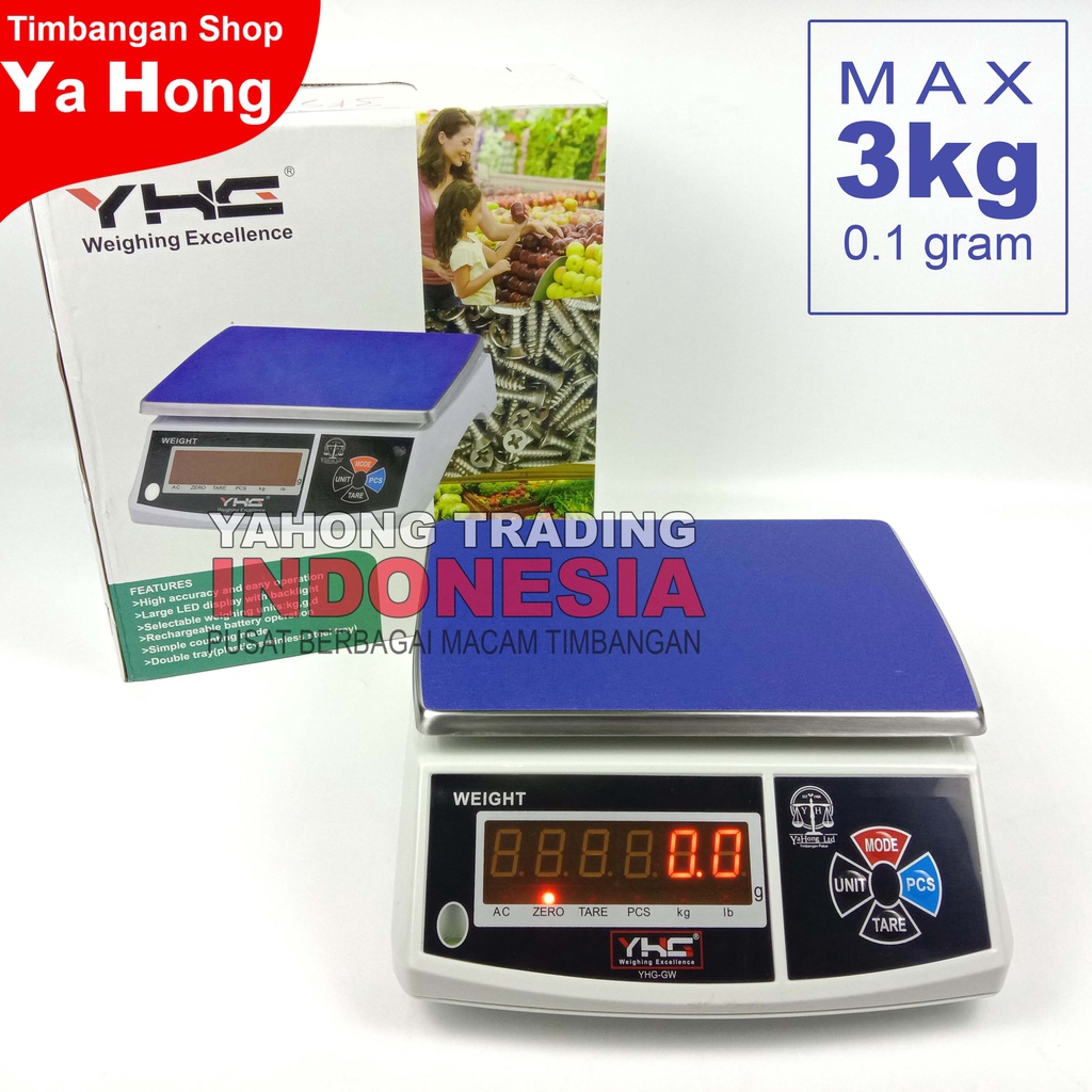 Timbangan Digital 3kg Akurasi 0.1g YHG GW Timbangan Meja Paket Barang Makanan