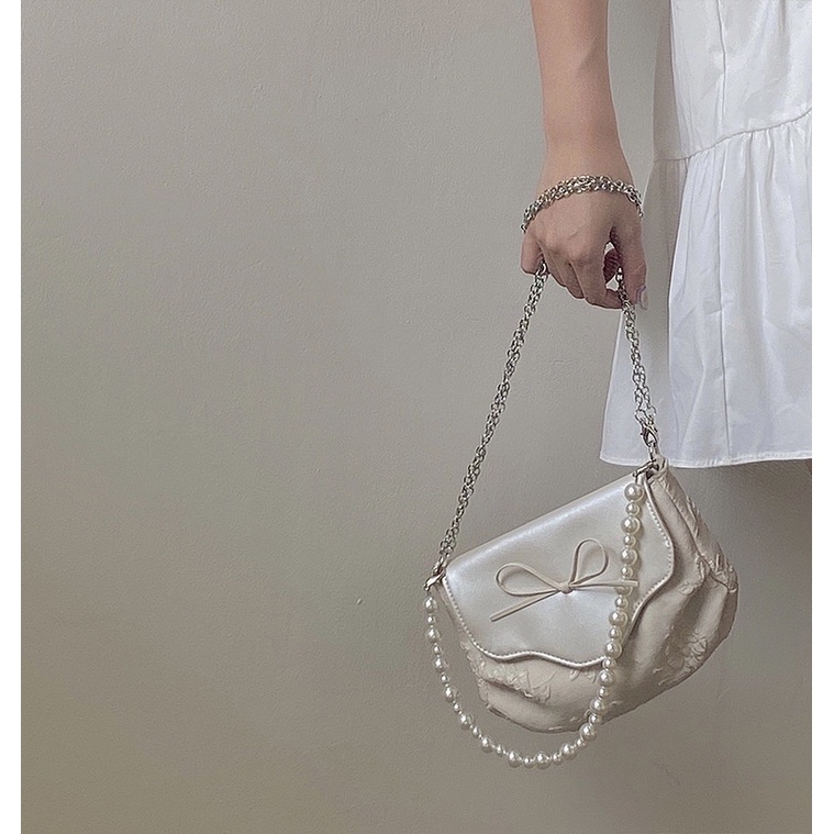 Tas Selempang Kulit Wanita Tas Cewek Rantai Kecil Slingbag Pearl Bag GS 419