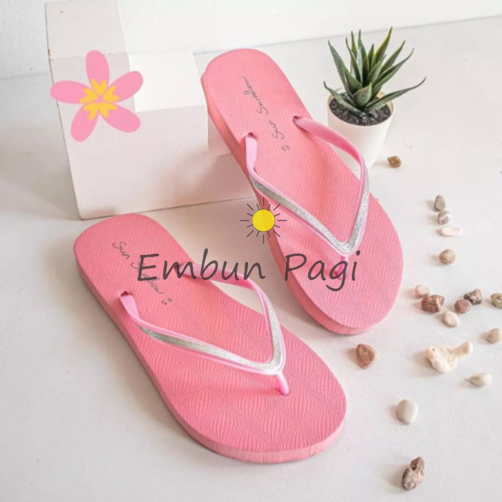 Sandal Jepit Wanita Kristal / Crystal Series Sun Swallow Ukuran 9,5-10,5