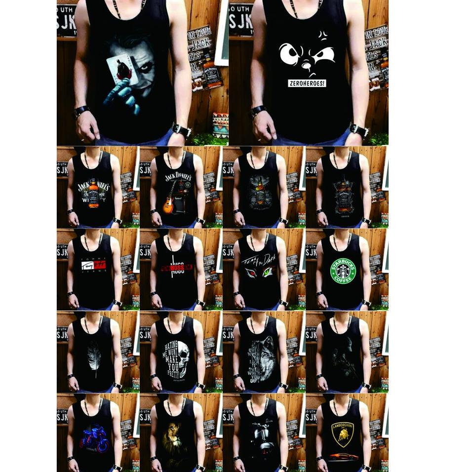 Limited--kaos distro pakian pria baju dalam kaos gym kutang hitam singlet JUMBO sablon kaus tanpa le