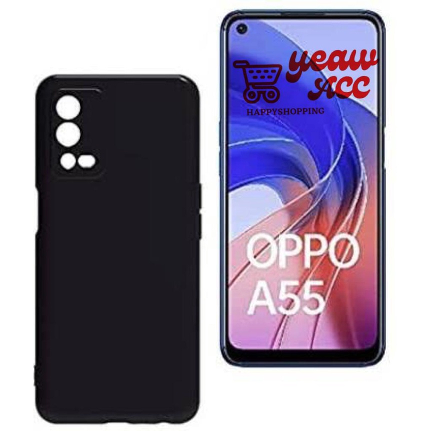 OPPO A55 4G Case Softcase Silikon Macaron FULL COLOR BLACK Matte