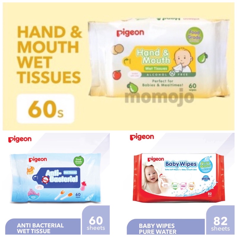PIGEON Baby Wipes | Anti Bacterial | Hand and Mouth Wet Tissue | Tisu Basah Bayi