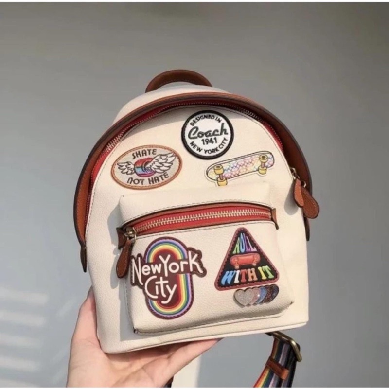 Coach Charter Mini Backpack 18 with Patches || Tas Ransel