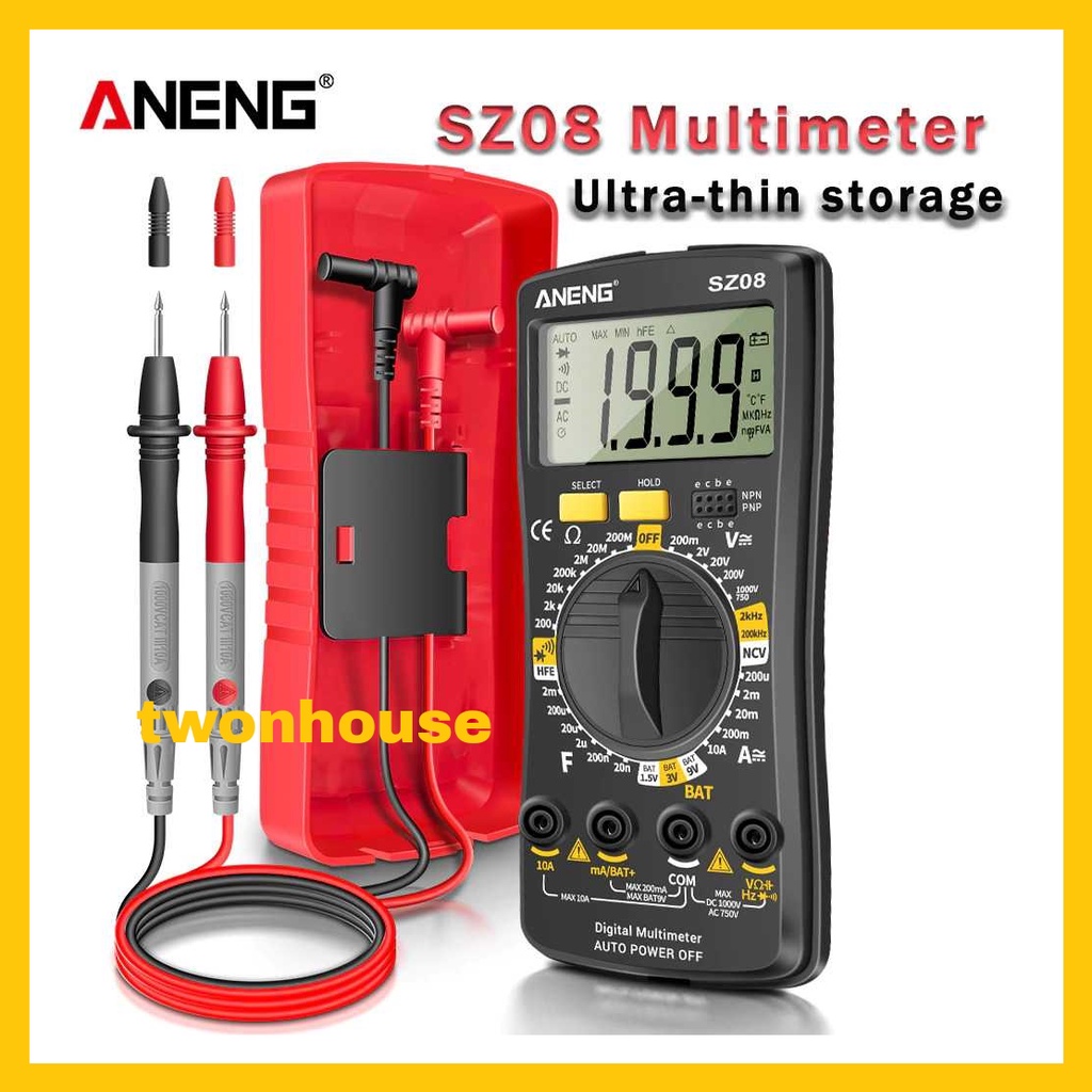 Multimeter Digital AC/DC Voltage Tester Multimeter Digital Otomatis, Pengukur Jarak Akurasi Tinggi TRMS 6000 Hitungan Tegangan Arus Ohm Kapasitansi Diode Multi-tester NCV SENSING Multimeter Digital AC/DC Voltage Tester NCV NON CONTAK SMART SENSING LCD FLA