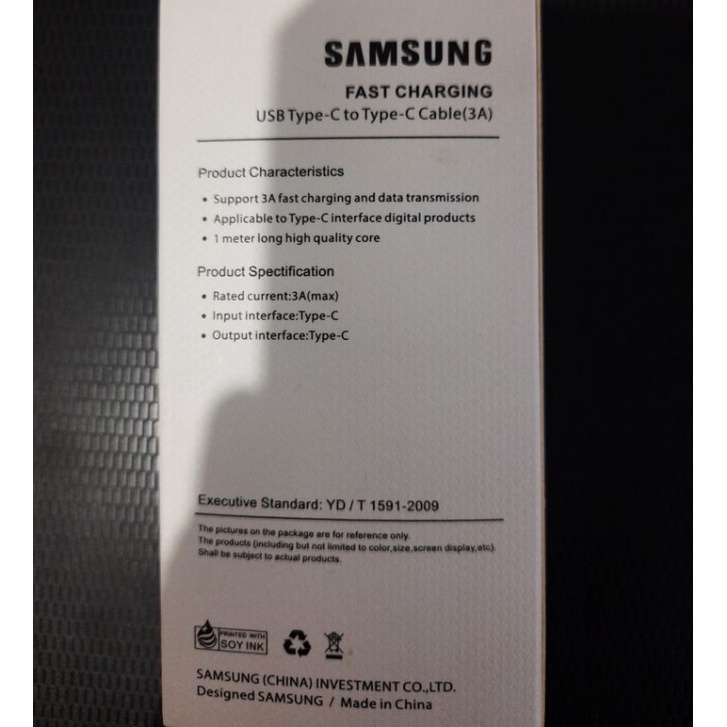 Kabel Data Samsung Fast Charging usb type C to C Cable 3A