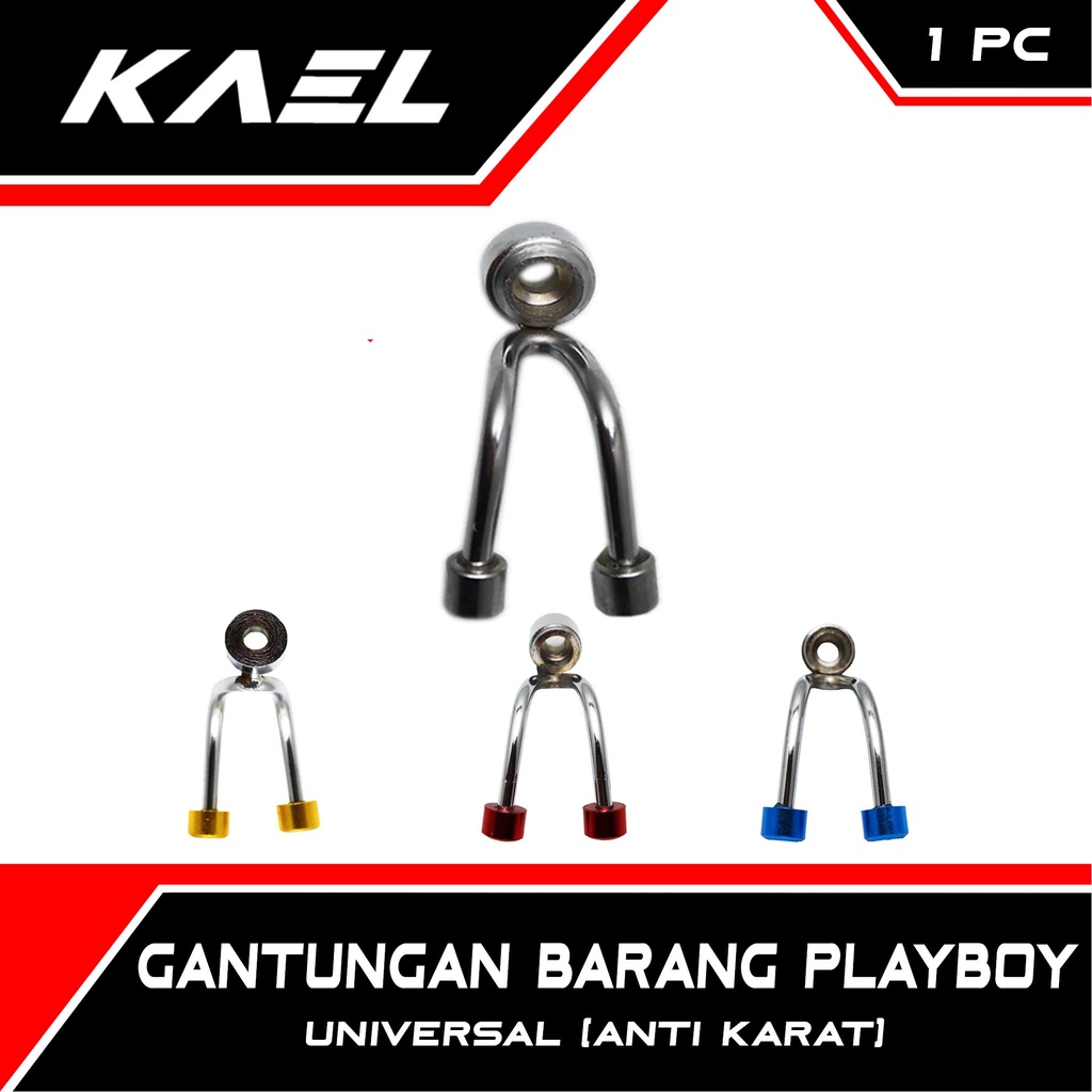 Gantungan Barang Playboy Semua Jenis Motor Bebek-Matic Chrome 2 Cabang Beat FI-F1-Pop-eSP-Street-New LED/Vario 110-125-150/Mio Sporty-M3-Z-S/NMAX/Scoopy/Spacy/Soul GT 115-125/X-Ride/Fino/Supra-X-125-Fit/Blade/Revo-Absolute/Jupiter-MX-Z/Vega RR