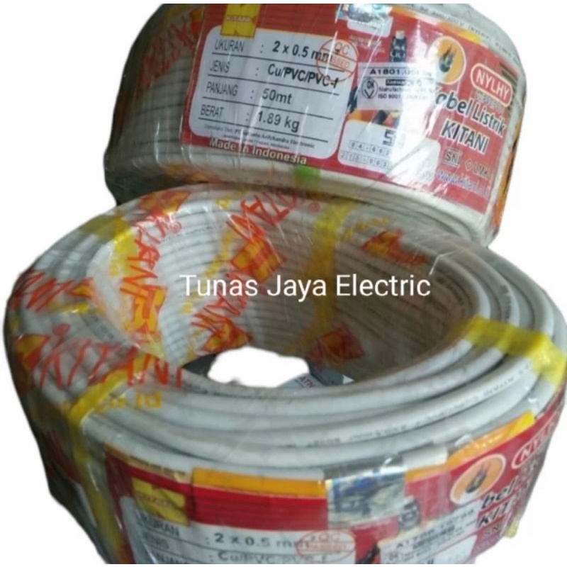 Kabel Serabut NYMHY / NYLHY 2x0,5mmx50M KITANI (Standar SNI)