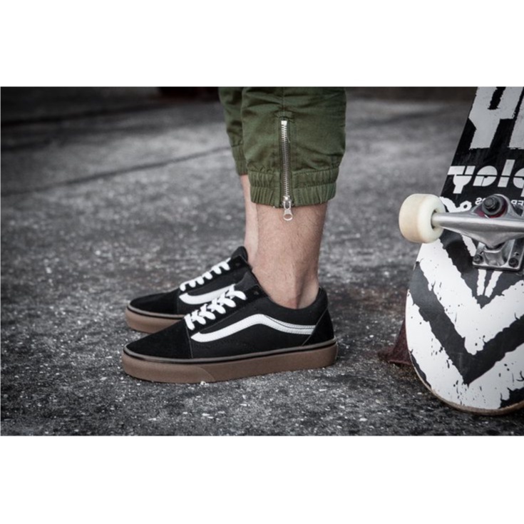 (FREE BOX) SEPATU VANS OLDSKOOL BLACK GUM COKLAT WAFFLE DT