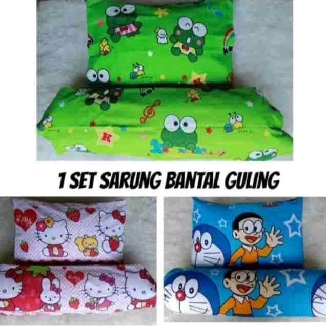 (RS)Sarung bantal dan guling karakter 1 pasang