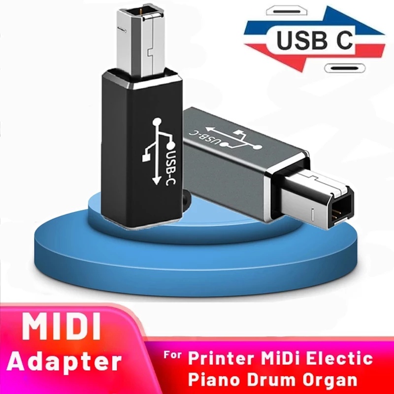 Adapter Konverter Data USB Tipe-C Female Ke USB B Male Anti Hilang Bahan Metal Untuk Printer / Drum / Organ / Piano Elektrik