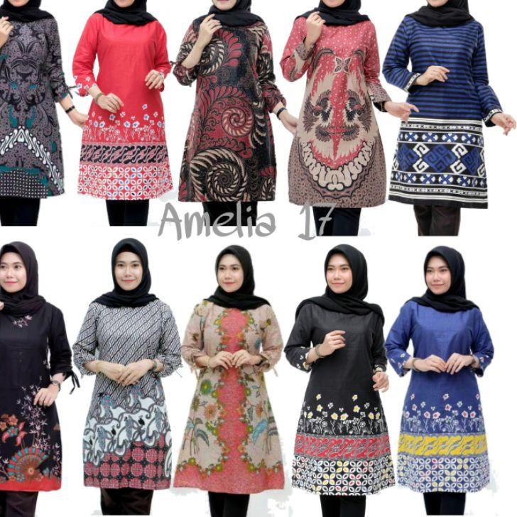 Stok Terbatas Model Baju Batik Wanita Terbaru 2022 Atasan Lengan Panjang Tunik Wanita - tunik batik 