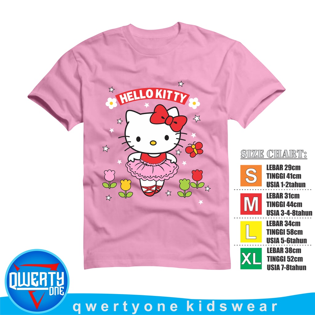 Kaos Anak Distro Karakter Perempuan Hello Kitty Pink 1-10 Tahun