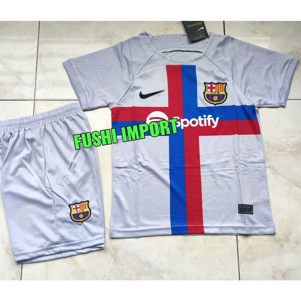 Jersey Baju Bola Anak Barca 3rd Third Kids 2022 2023 Fullset Satu Set Grade Ori