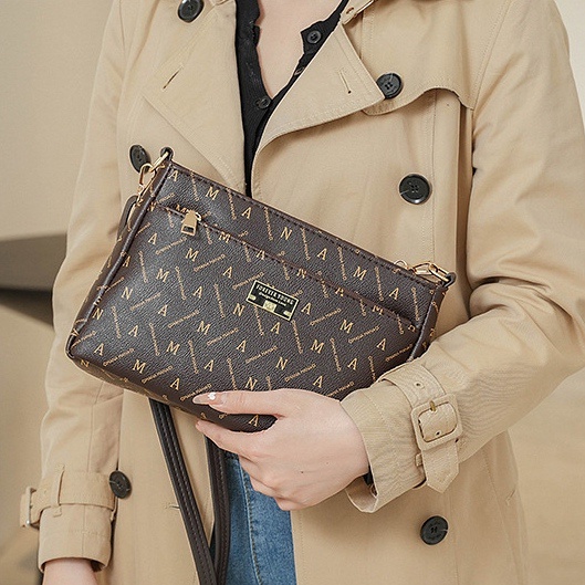 TAS SELEMPANG WANITA FOREVER YOUNG MEMORA KULIT COKLAT TA662B7 PREMIUM SLING BAG KOREA IMPORT CEWEK KEKINIAN MURAH REMAJA FASHION SIMPLE CASUAL BRANDED BATAM