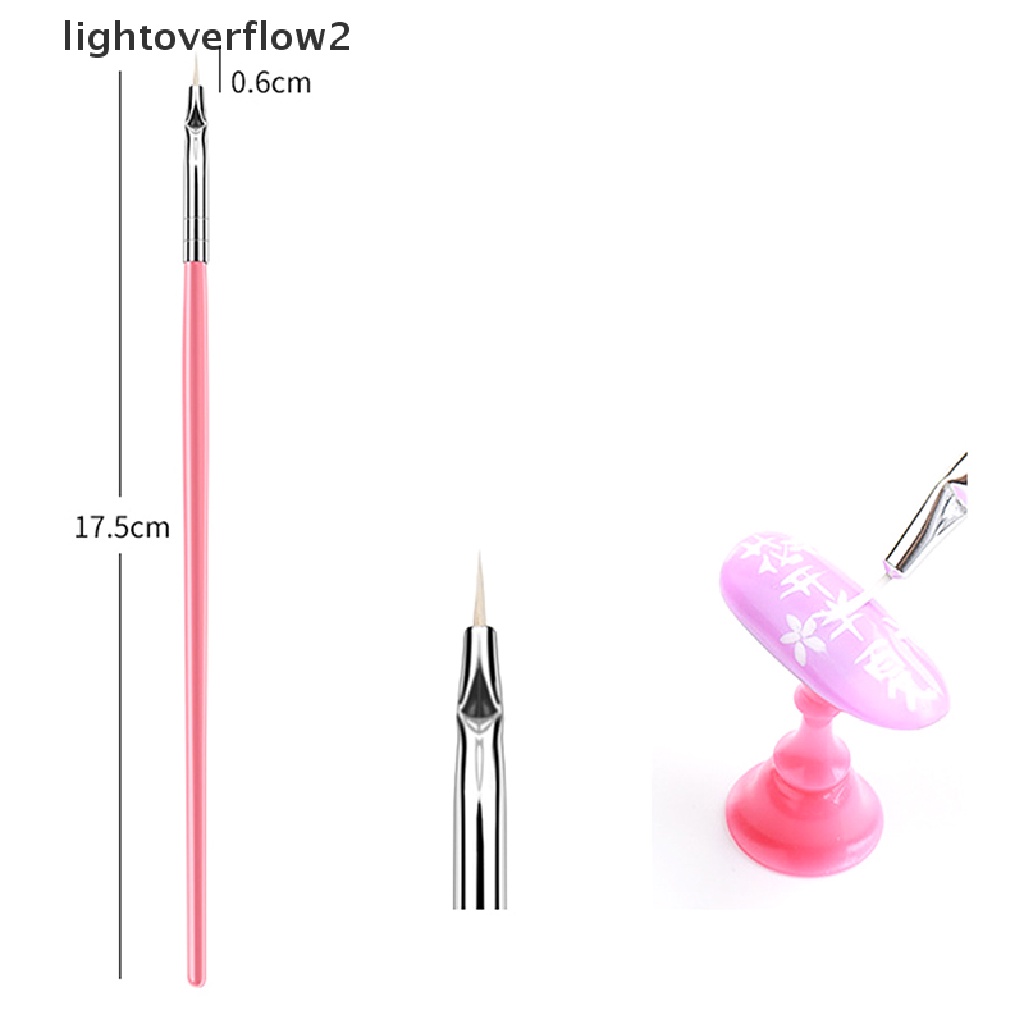 (lightoverflow2) 15pcs / Set Brush Nail Art UV Gel Akrilik Gagang Kristal Dotg