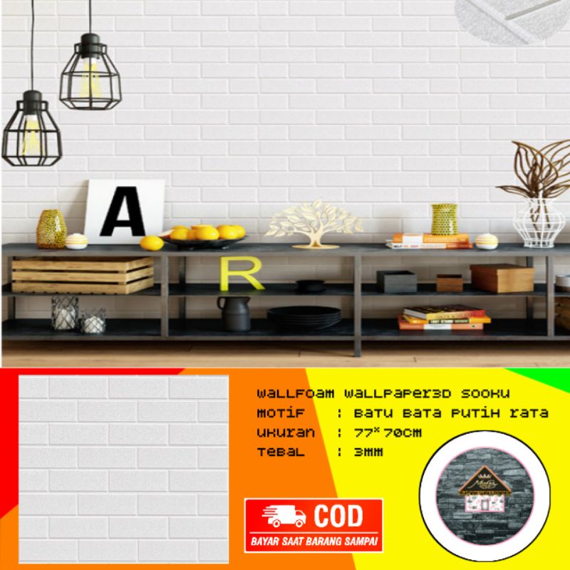 Wallfoam Wallpaper Dinding3D motif bata 77*70 paket10pcs