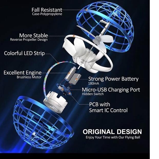 FLYING Nova Boomerang Spinner Bola Terbang Drone Flying Ball Flying Nova Pro UFO Ball Drone LED Gyro