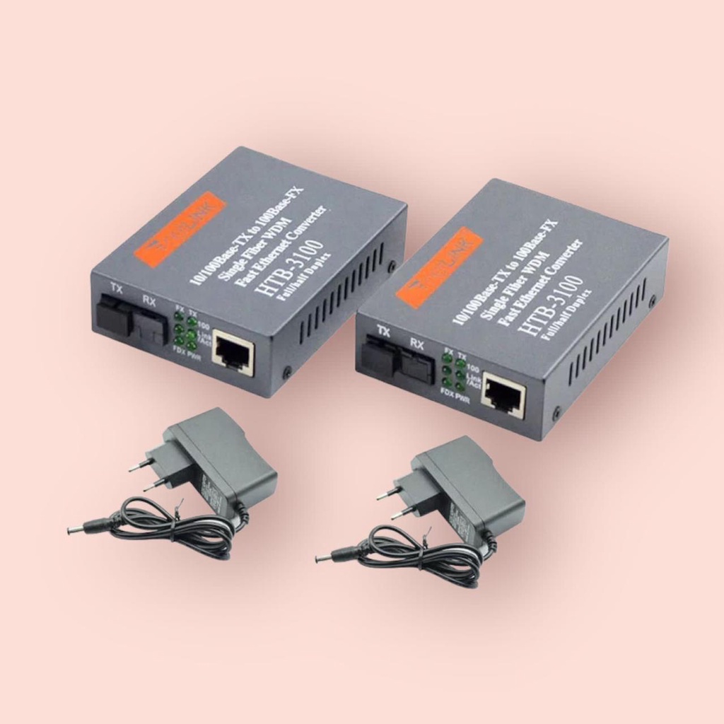 Pair HTB-3100AB Optical Fiber Media Converter Fiber Transceiver Single Fiber Converter SC 10/100M Singlemode ASLI BERKUALITAS