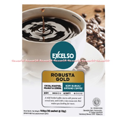 Excelso Robusta Gold 10sachet Kopi Bubuk Kopi Instan Ekselso Exselso Kemasan Box Kotak Excelso Robusta Ground Coffee