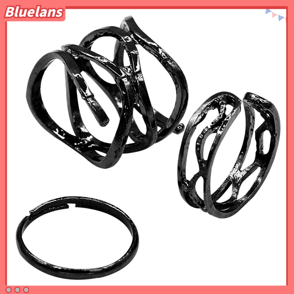 Bluelans Rings Adjustable Delicate Black Vintage Knuckle Stackable Rings