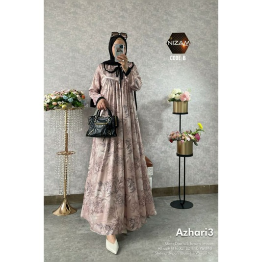 Azhari dress 3 (bahan dior silk import) | Ld 110 cm Pj 140 cm| sleting depan