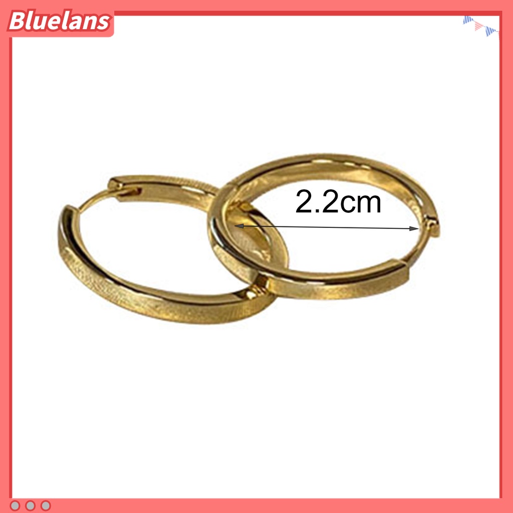 1 Pasang Anting Hoop Bentuk Bulat Permukaan Halus Untuk Wanita