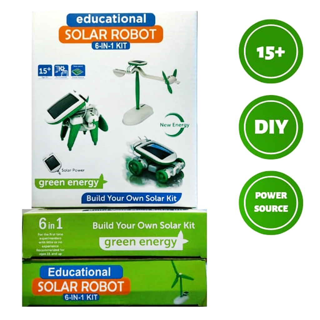 DIY Robot Solar Kits 6-in-1 Merakit Robot Mainan Edukasi Anak Laki