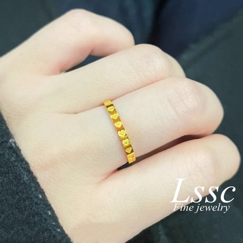 Cincin Titanium Wanita Hati Cantik Emas 18K Anti Karat Anti Luntur Terbaru 2022 Perhiasan Korea