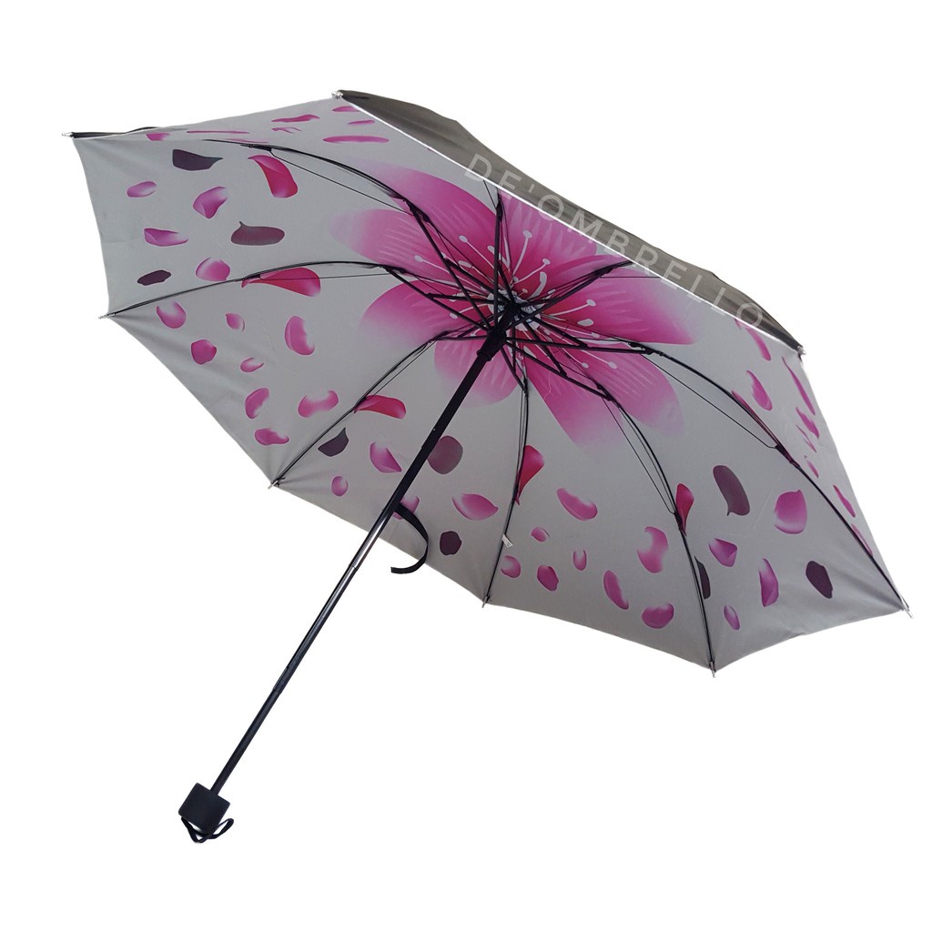 Payung Lipat 4 Motif Dalam Bunga Sakura Luar Hitam