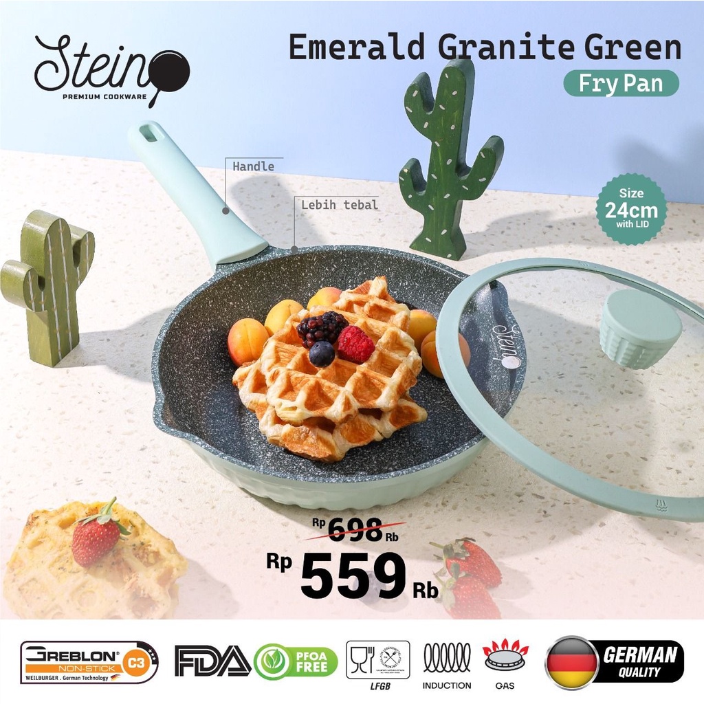 Stein Cookware - Emerald Granite Pan GREEN Series | Panci Anti Lengket