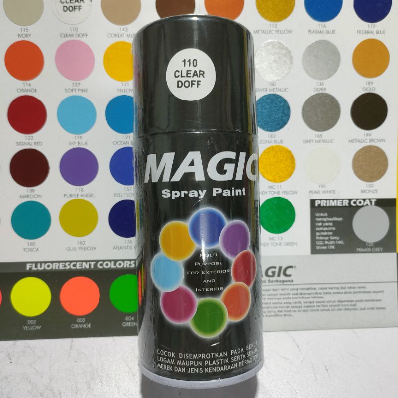 Cat Semprot Serbaguna Magic Pilox Pilok Magic 300cc Ready Berbagai Warna Metalic Doff Dop Glossy Metalik Mengkilap Hitam Putih Black Epoxy Silver Grey Abu Violet Merah Pink Ungu Hijau Biru Orange Candy Yellow Kuning Ukuran Besar 300 cc