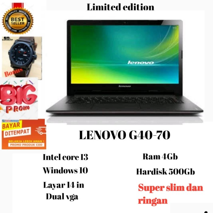 [Laptop / Notebook] Laptop Gaming &amp; Desain Lenovo G40-70/Dual Vga/Ram 4Gb/Hardisk 500Gb Laptop Bekas
