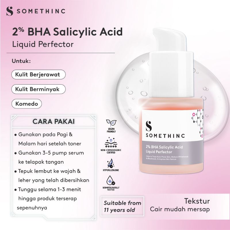 (GOSEND/COD) SOMETHINC 2% BHA SALICYLIC ACID LIQUID PERFECTOR SERUM - SERUM JERAWAT KOMEDO 20ML