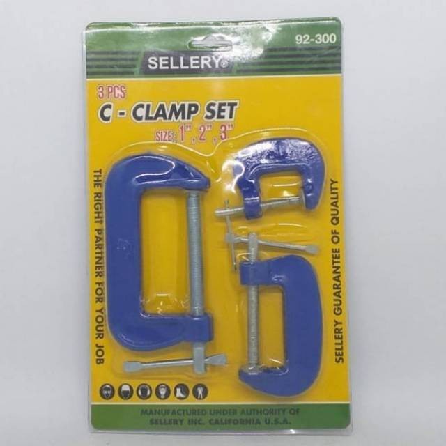 Sellery 92-300 C Clamp Set 3 Pcs 1 2 3 Inch Alat Bantu Jepit Besi Kayu