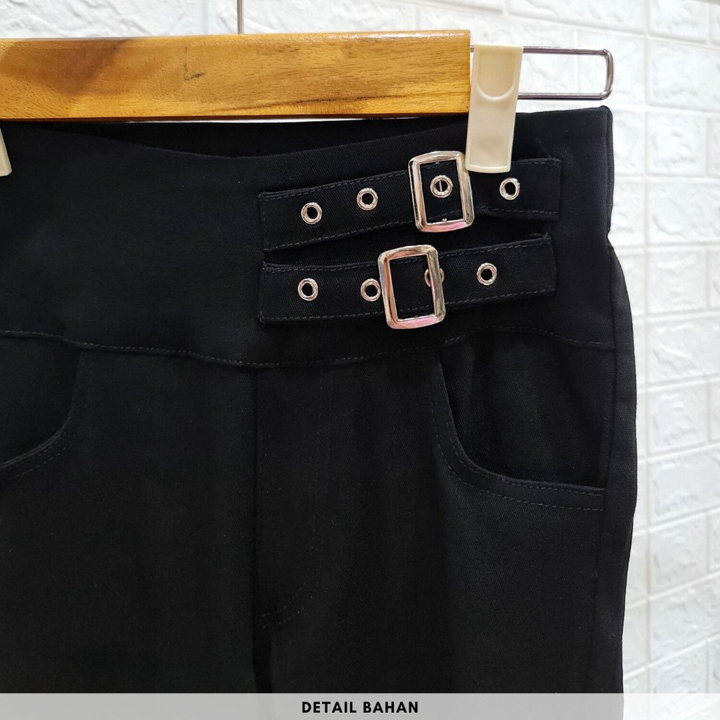 4601 claured belt slim fit jeans celana import korea