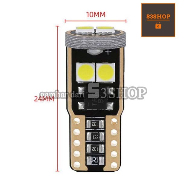 Lampu LED T10 W5W 6 Mata 6SMD 3030 Canbus Bebas Code Error ROHS Bright