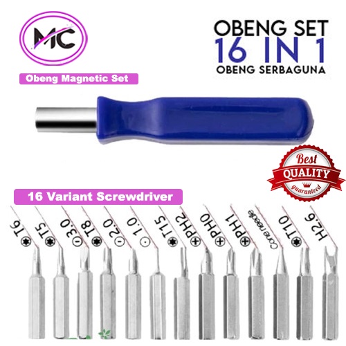 Obeng Set HP Kecil Magnet 16 in 1 Obeng Reparasi Elektronik Handphone Komputer Laptop Obeng Serbaguna 16in1 Praktis