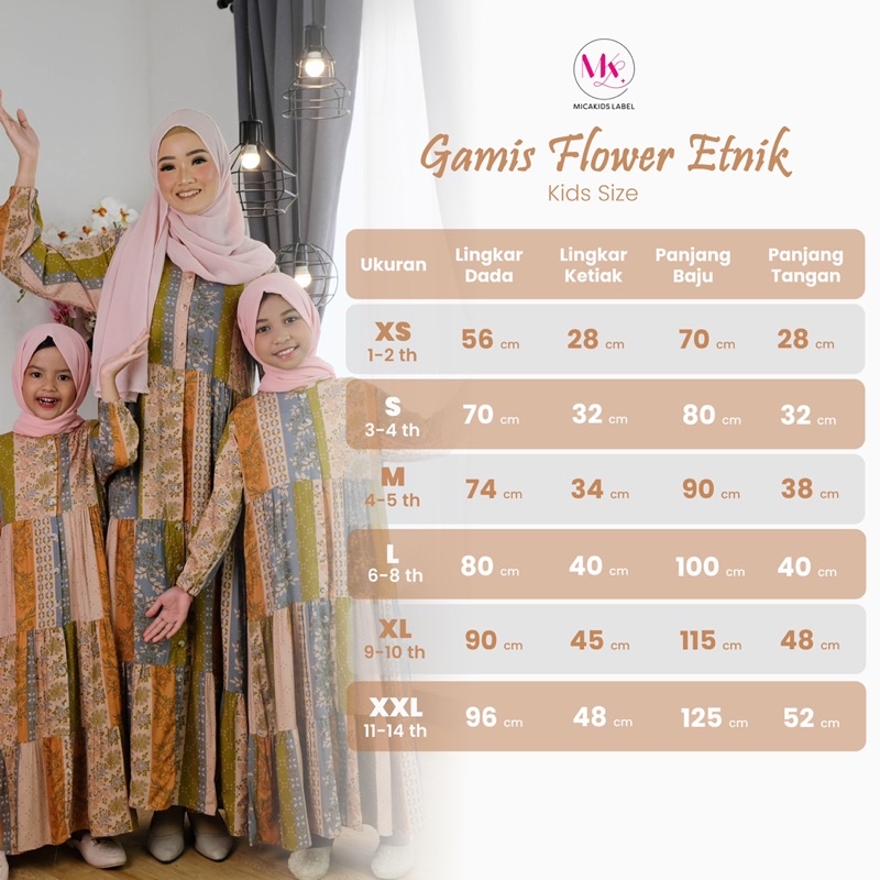 GAMIS IBU DAN ANAK GAMIS COUPLE GAMIS FLOWER ETNIK