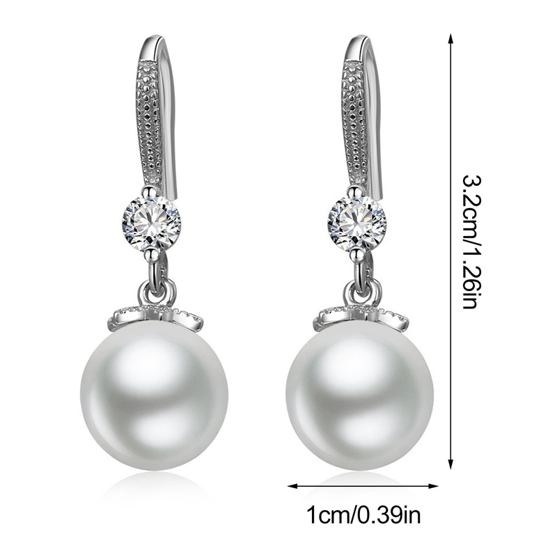 Anting Gantung Panjang Sterling Silver 925 Dengan Mutiara + Cubic Zirconia Untuk Wanita