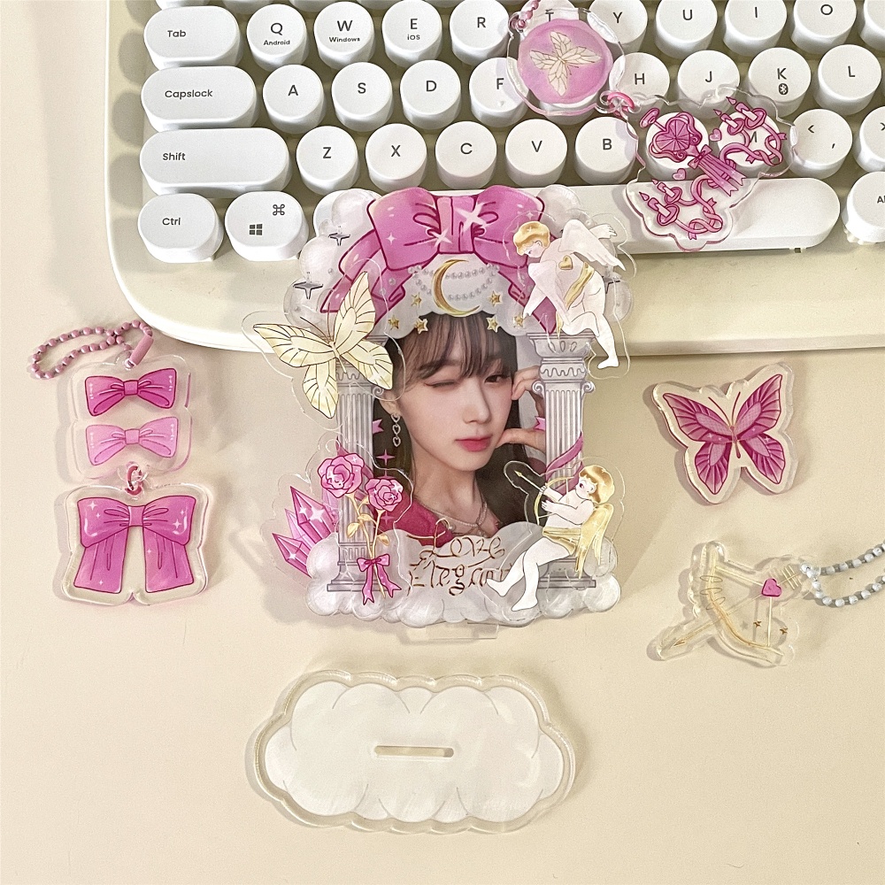 Bingkai Foto Akrilik Lucu Kartun DIY Card Holder Desktop Display Frame Kpop Idol Photocard Pelindung Case