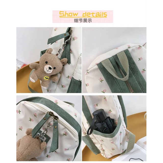 Tas Ransel Laptop Backpack Korea Import Wanita 29 + Gantungan Kunci / Boneka