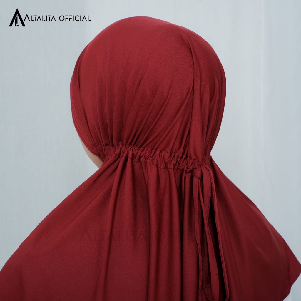 Altalita - Hijab Bergo Serut Jokowi Instan Menutup Dada pet Antem Polos Bahan Jersey Premium Cocok untuk Sekolah Olahraga Volly Futsal Senam dan Sehari-hari