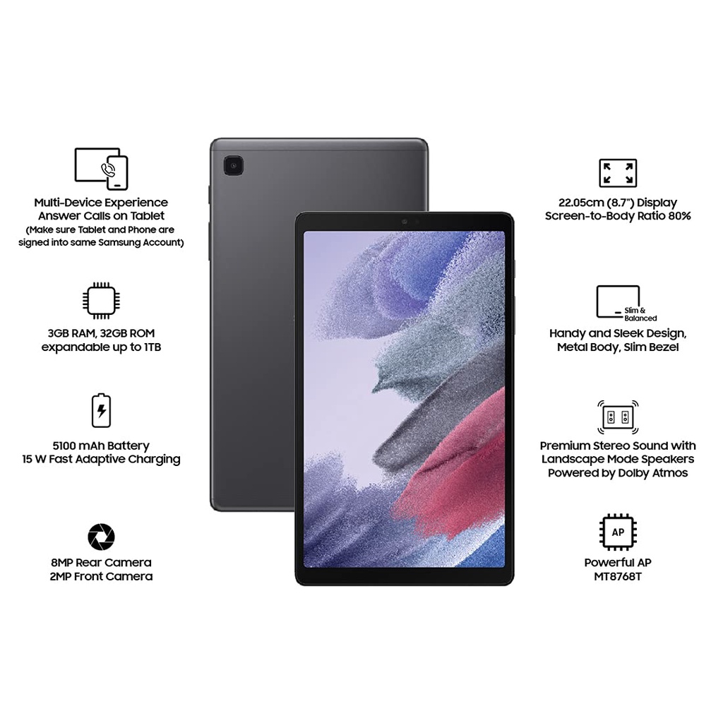 Samsung Galaxy Tab A7 Lite SEIN 2021 32GB 3GB LTE Grey Silver RESMI