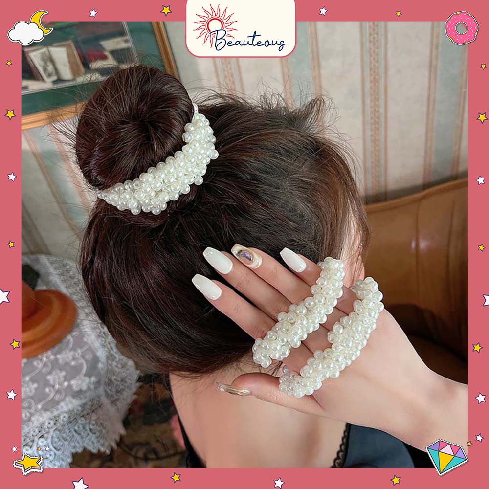 Ikat Rambut Karet Elastis Mutiara Aksesoris Korean Style