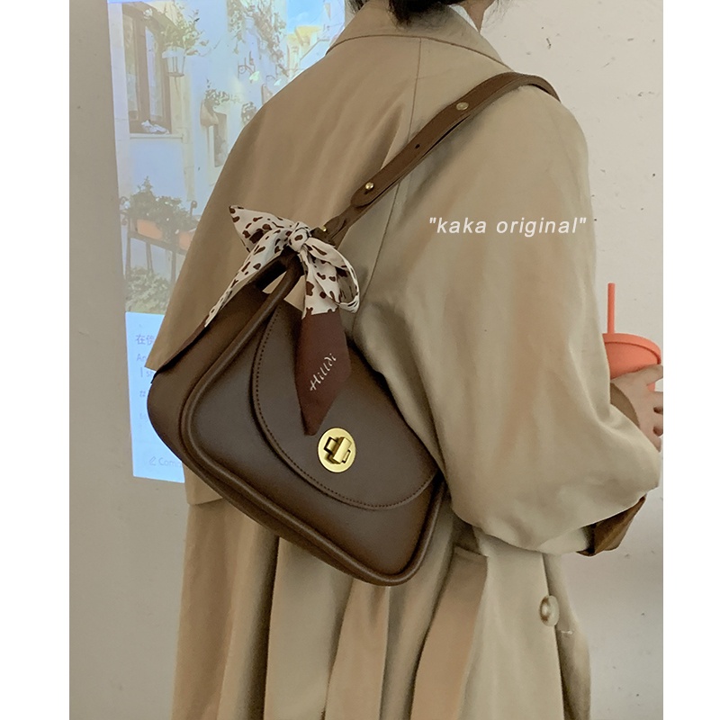 Suhao All-Match In Messenger Bag Wanita 2021 Baru Fashion Trendi Tas Ketiak Retro Ceruk Perancis Tas Sadel Satu Bahu