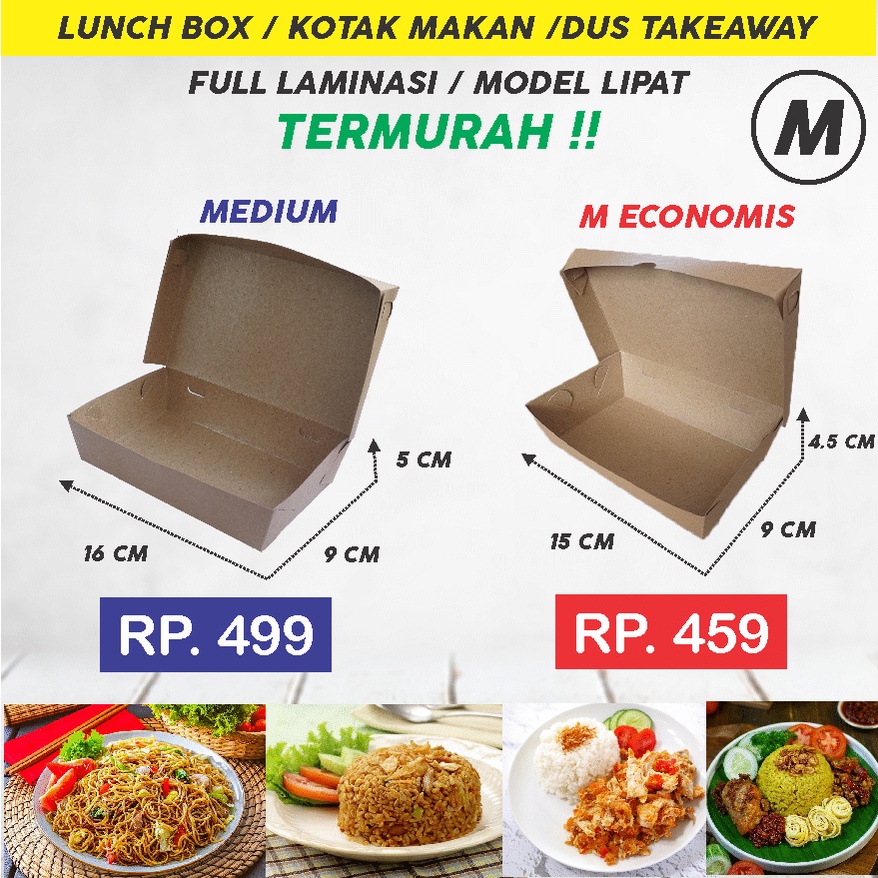 Jual Lunch Box Paper Medium Kotak Makan Dus Nasi Kotak Bungkus