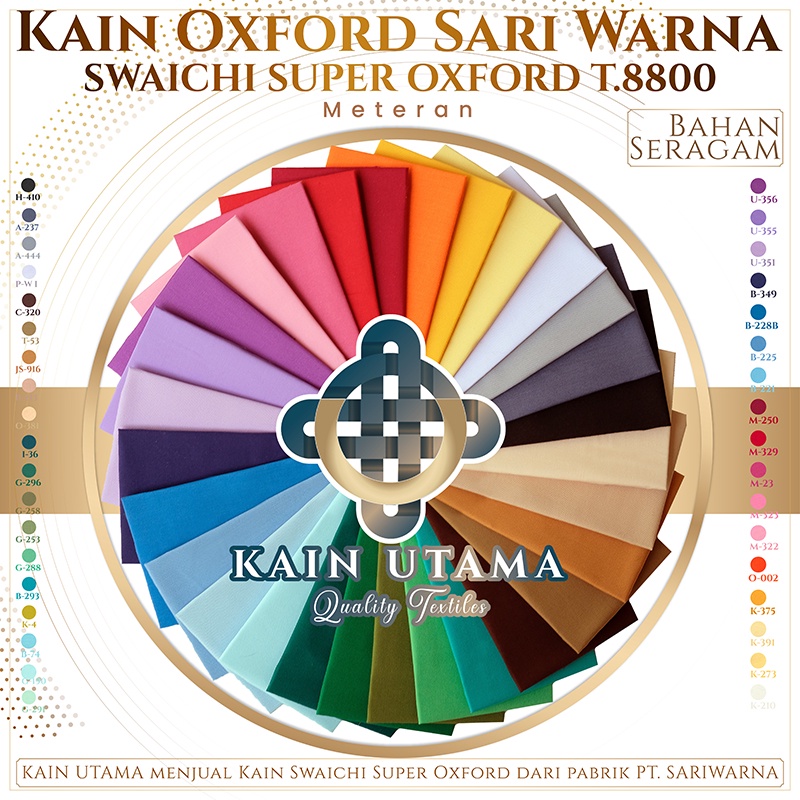 Kain Utama Kain Oxford Sari Warna Sariwarna Swaichi Lebar 115 cm Eceran Meteran