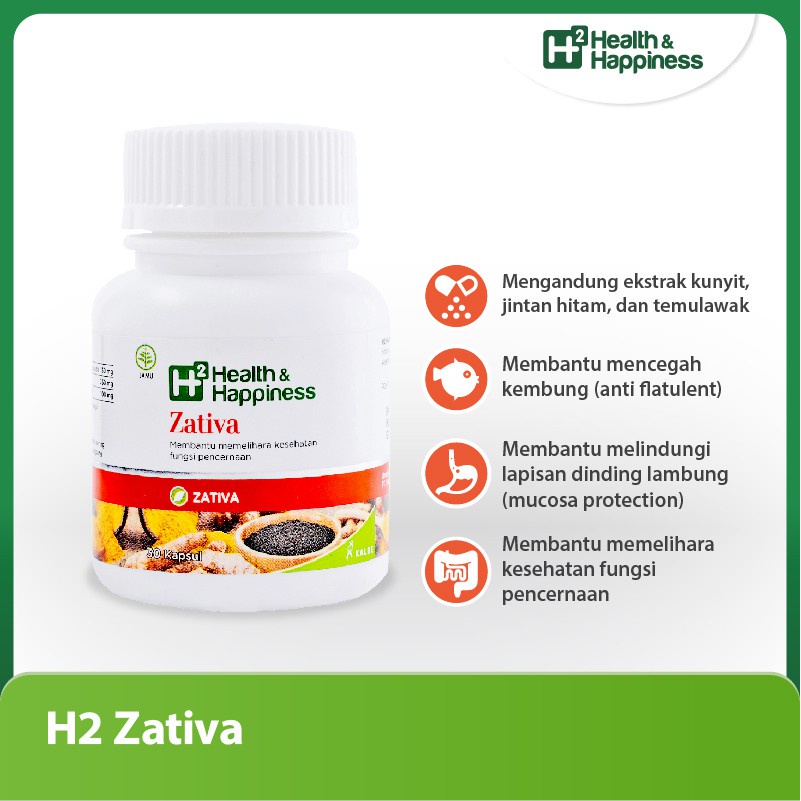 H2 HEALTH &amp; HAPPINESS ZATIVA - KESEHATAN PENCERNAAN ISI 30 CAPS