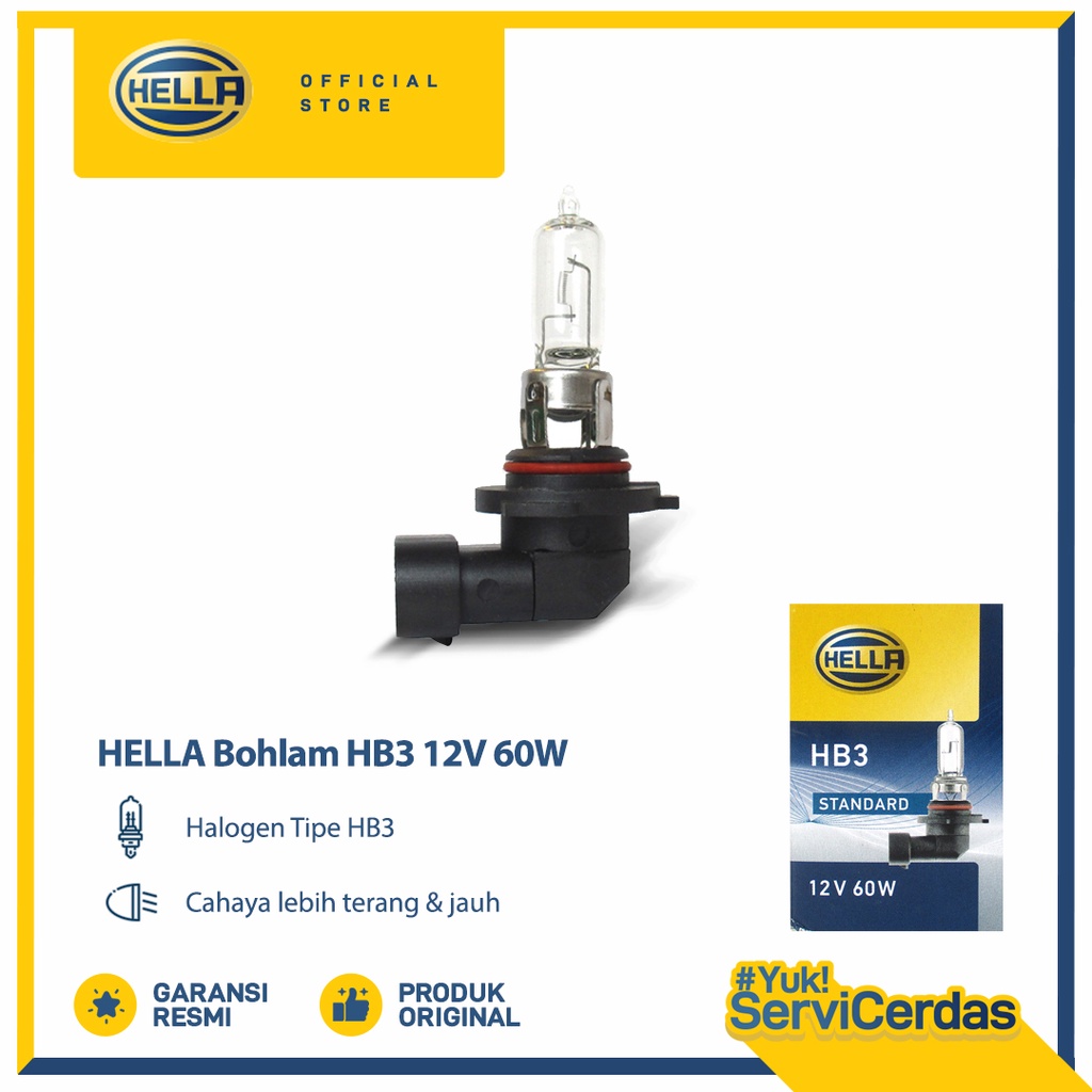 Lampu Mobil Hella Bohlam Halogen HB3 12V 60W 1pcs - Bohlam Mobil